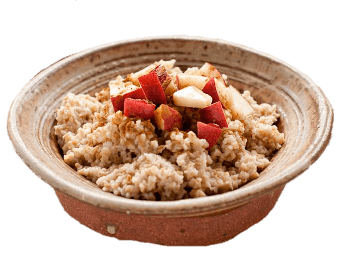 Rustic Oatmeal Bowl with Diced Apple Pieces and Brown Sugar PNG Breakfast Image