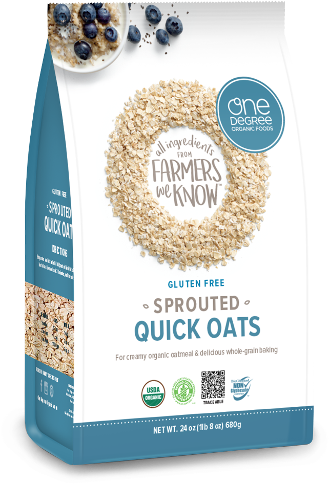 Sattvic Foods Gluten Free Quick Oats Package with Blue Organic Label PNG