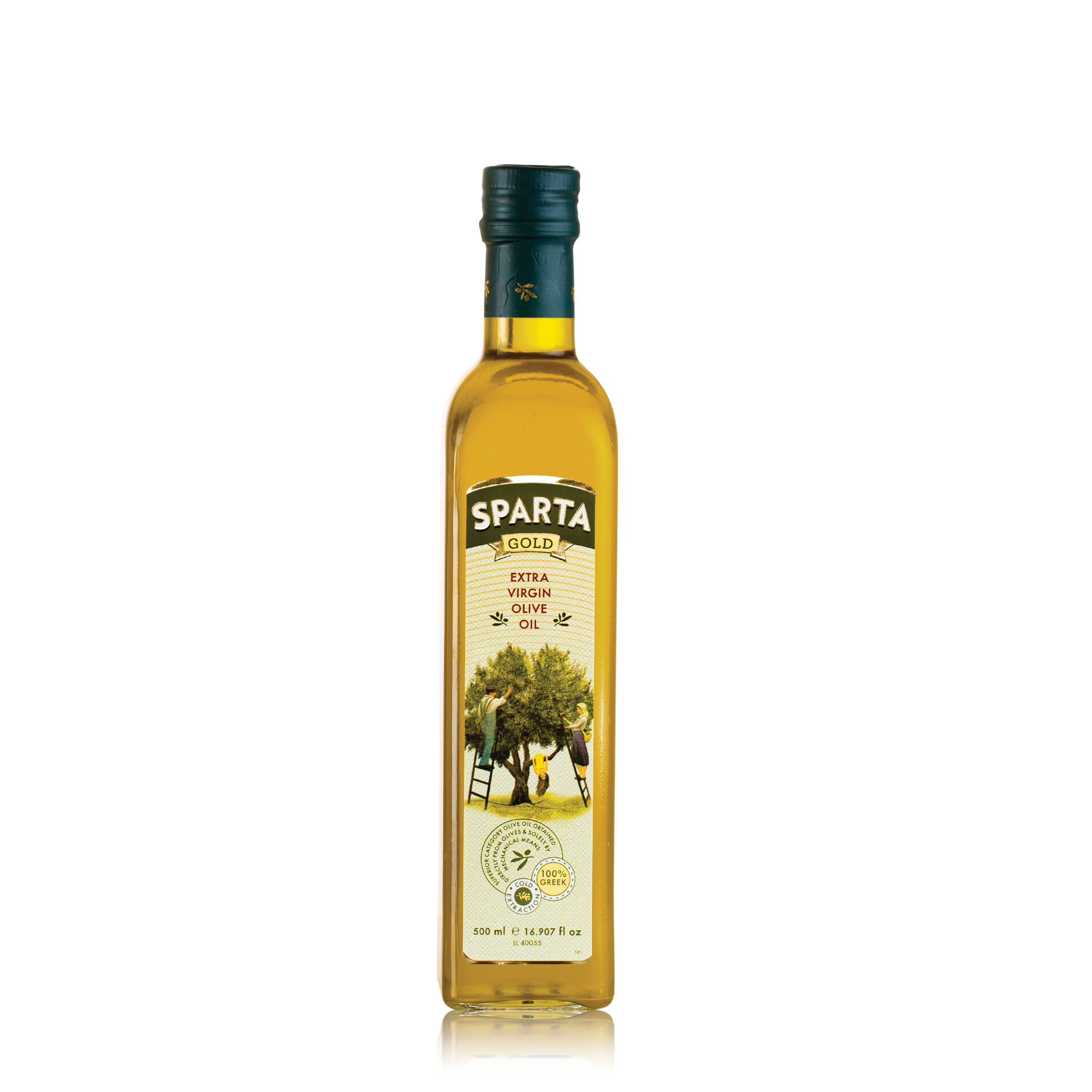 Clear Bottle of Golden Olive Oil with Green Cap Isolated PNG Image