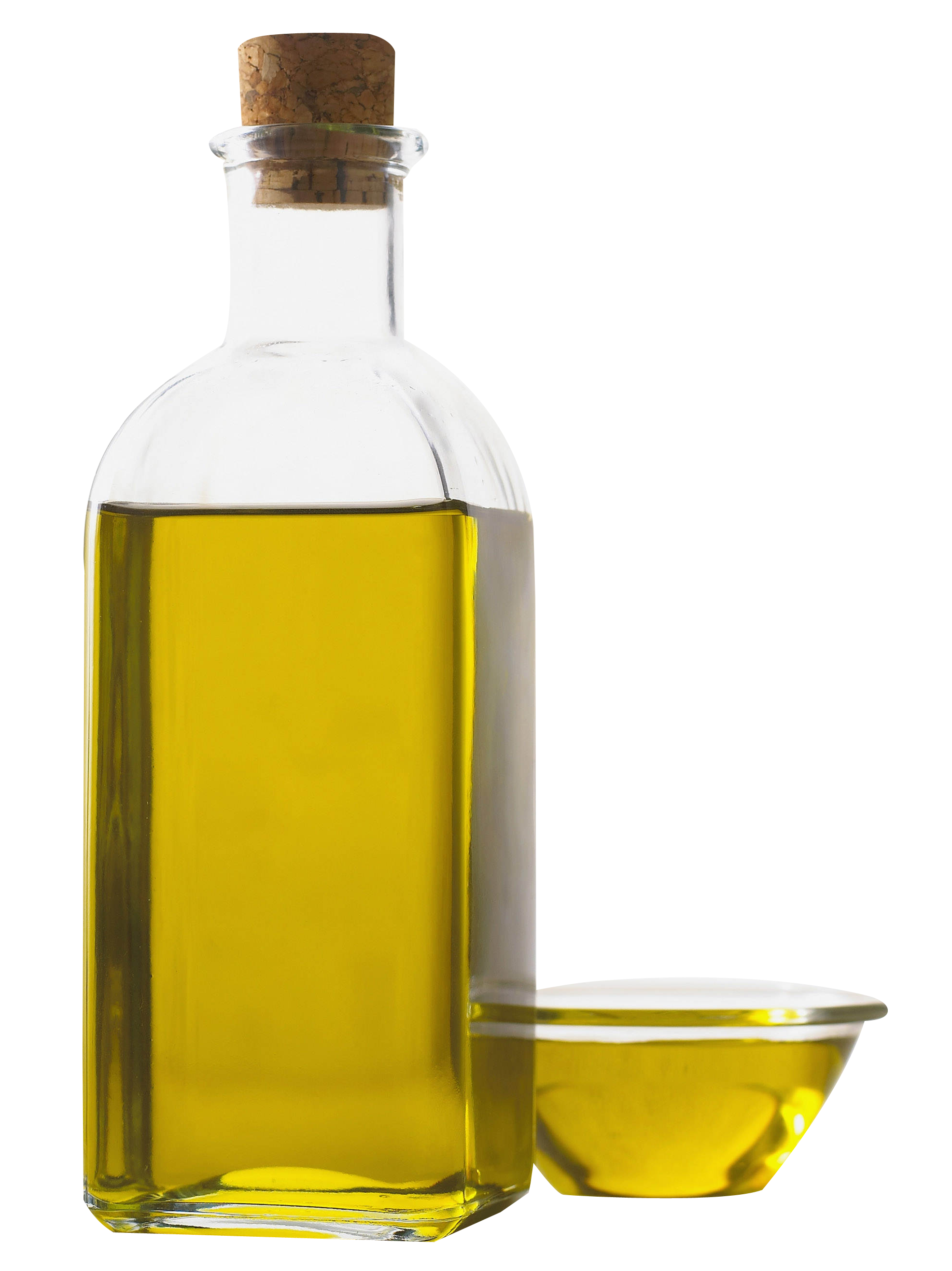 Clear Olive Oil Cruet with Small Serving Bowl Transparent Background PNG Image