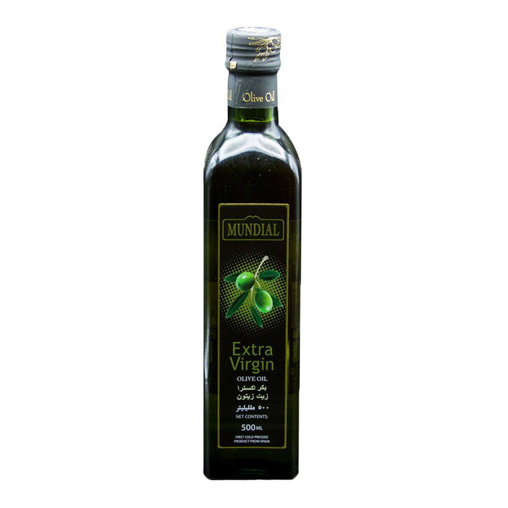 Dark Green Glass Olive Oil Bottle with Leaf Artwork Isolated PNG Image