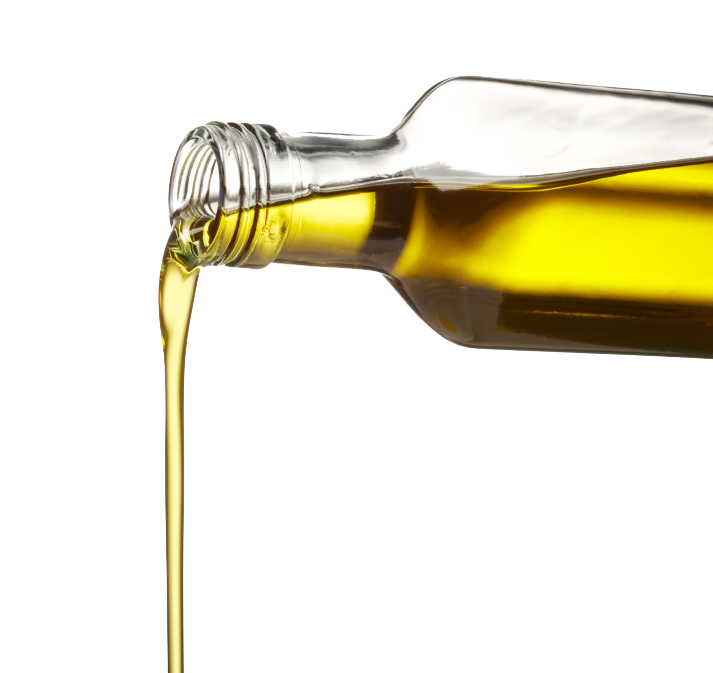 Golden Olive Oil Pouring from Bottle Close Up Transparent PNG Image