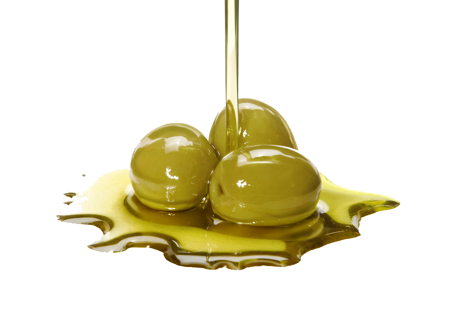 Golden Olive Oil Splash with Whole Green Olives Isolated PNG Image