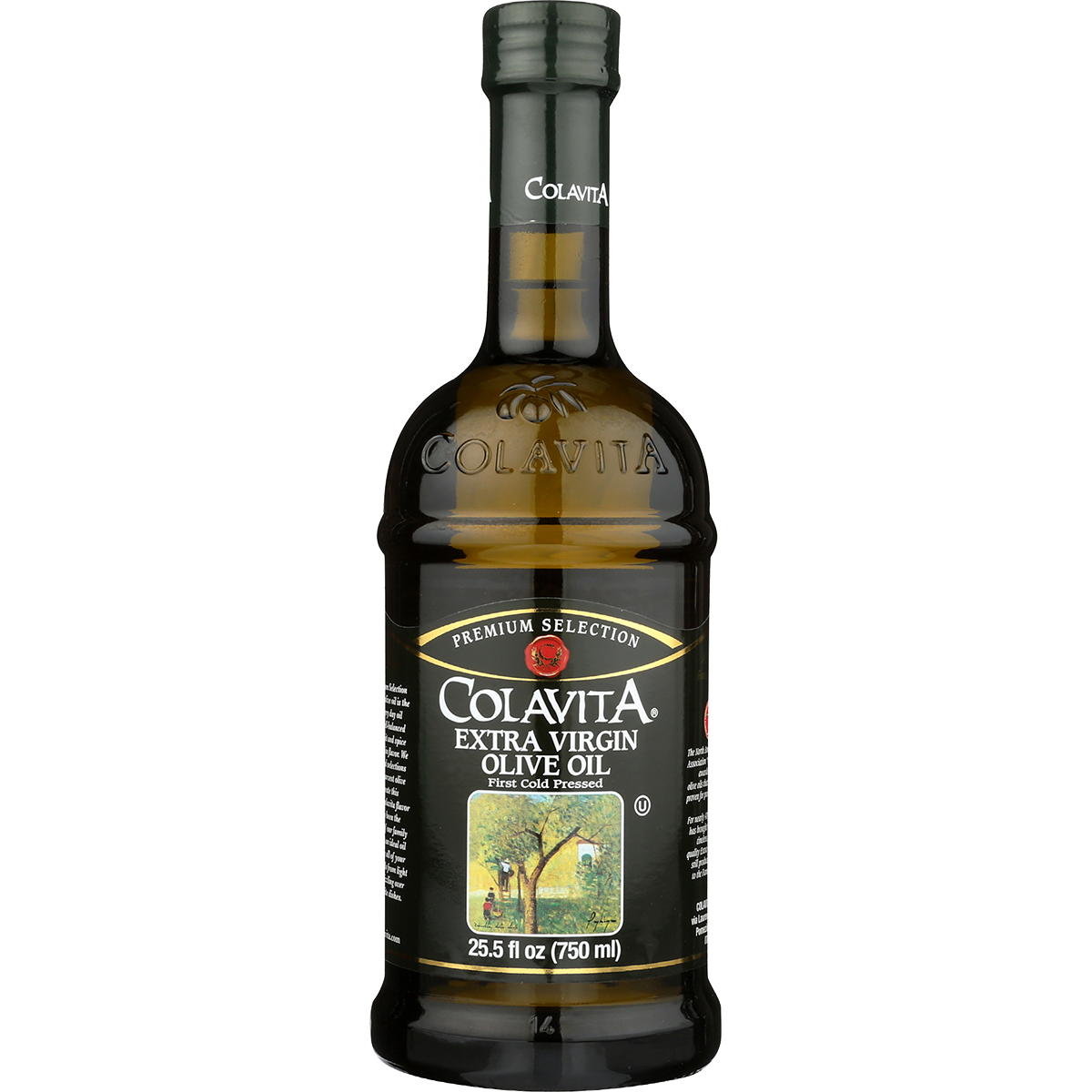 Premium Italian Olive Oil Dark Bottle Product Cutout PNG Image