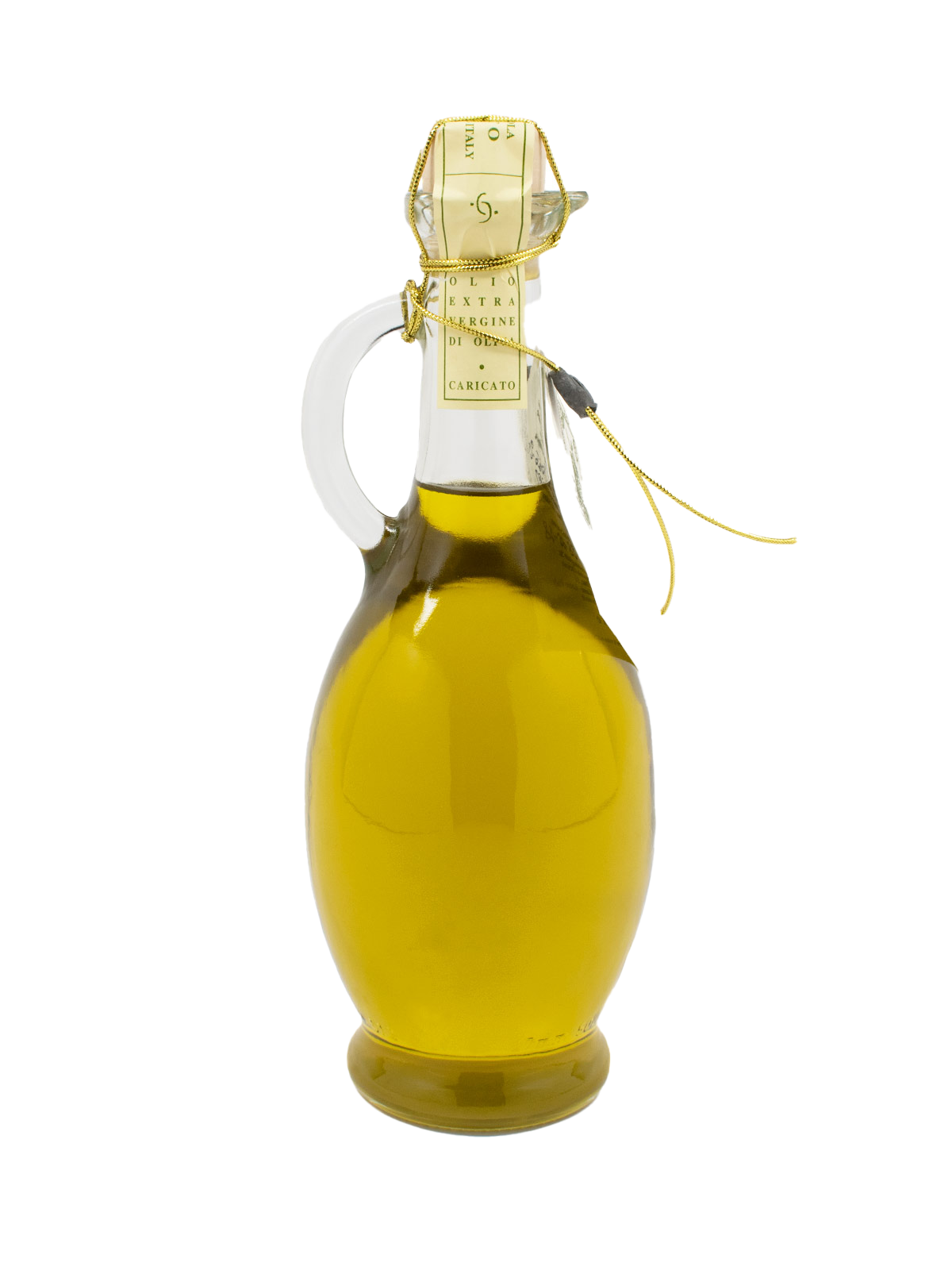Small Glass Bottle of Olive Oil with Green Olive Branch PNG Image