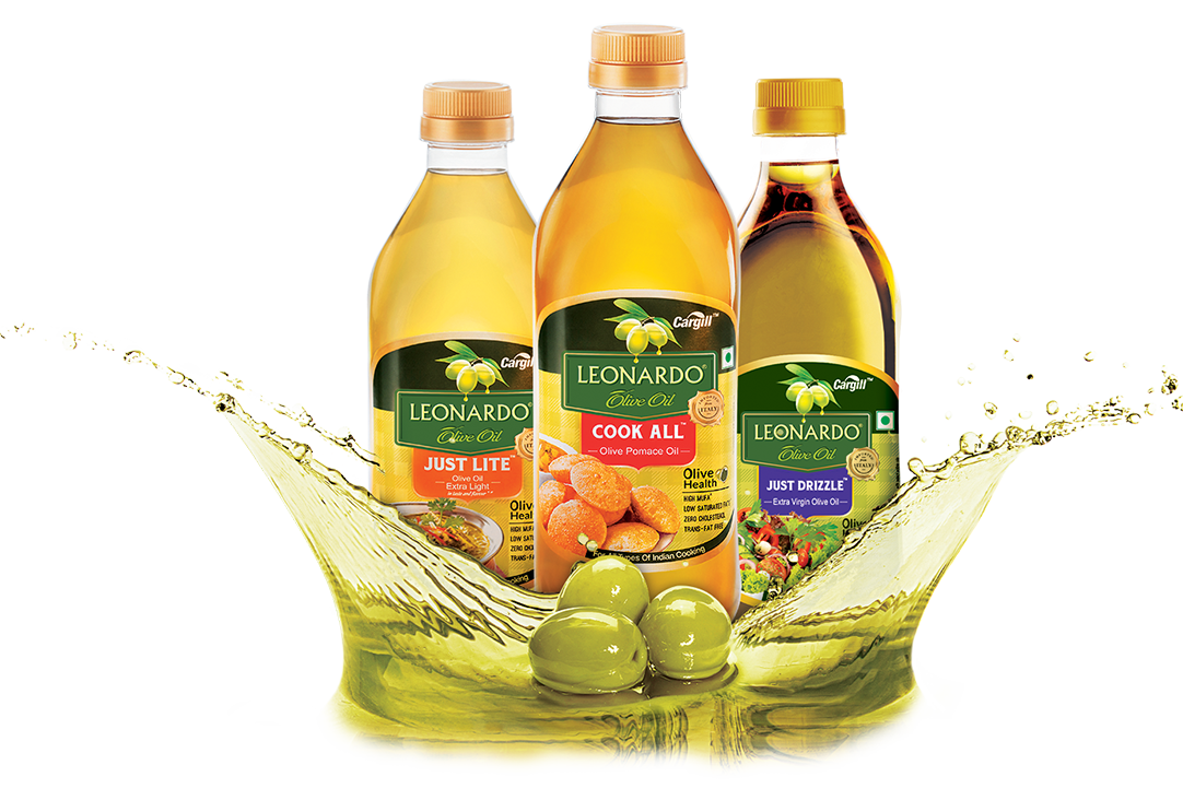 Three Colorful Olive Oil Bottles in Decorative Woven Basket PNG Image