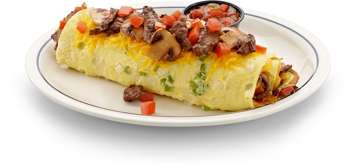 Baked Savory Vegetable Omelette with Tomato and Herb Topping PNG Image