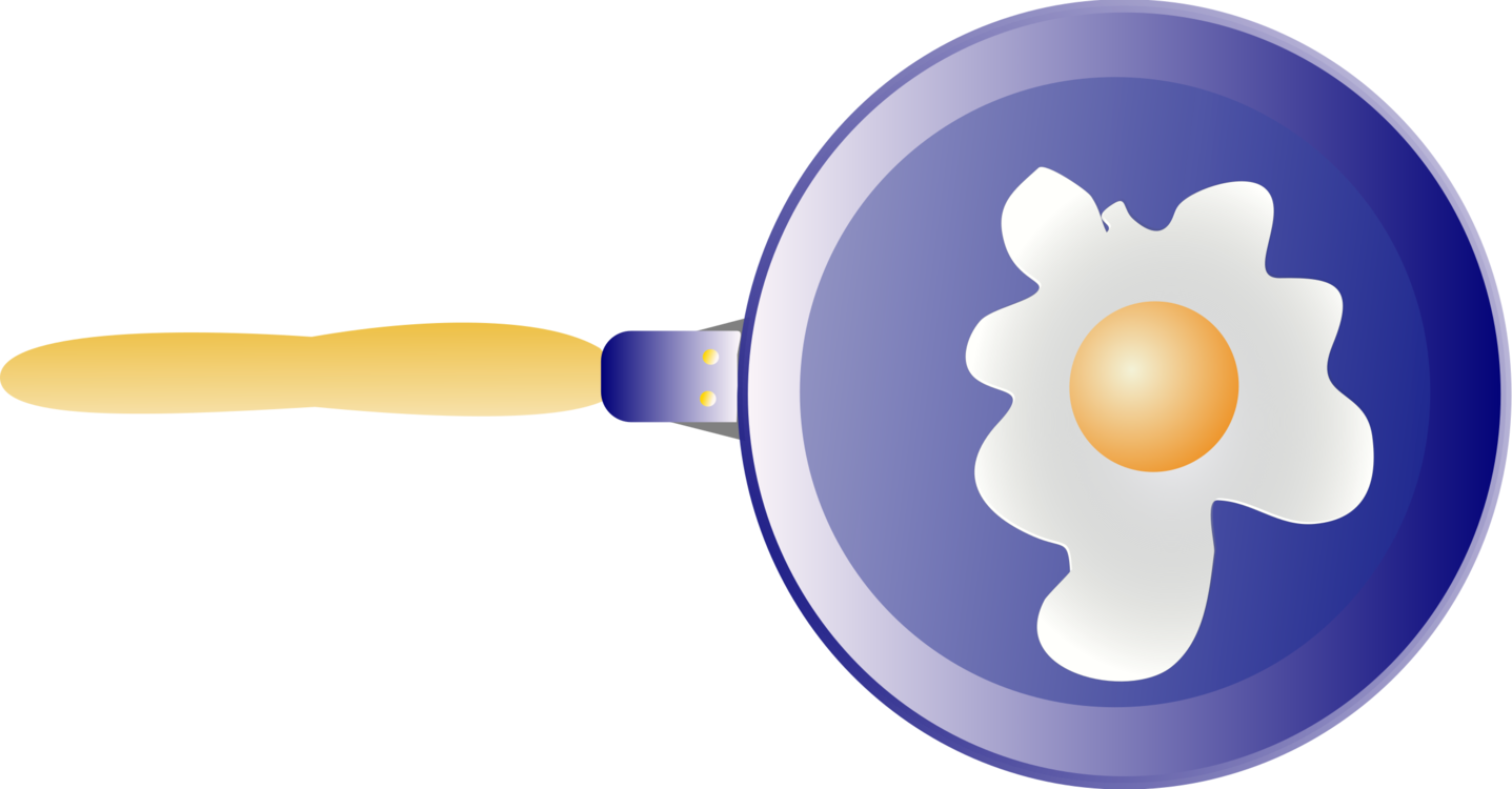 Blue Frying Pan with Sunny Side Up Egg Minimal Food Icon PNG