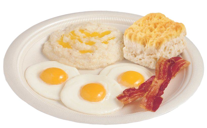 Breakfast Plate with Fried Eggs Toast and Savory Sausage Links PNG Image
