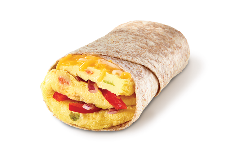 Breakfast Wrap Sandwich with Egg Cheese Tomato and Deli Meat PNG Image