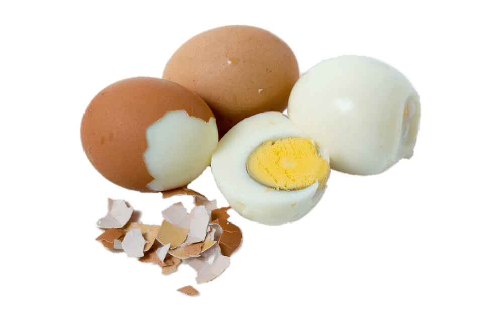Brown and White Boiled Eggs with Cracked Shells PNG Food Image