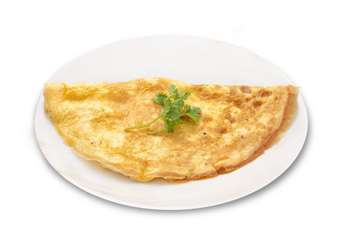 Folded Cheese Omelette with Fresh Herbs on Serving Plate PNG Image