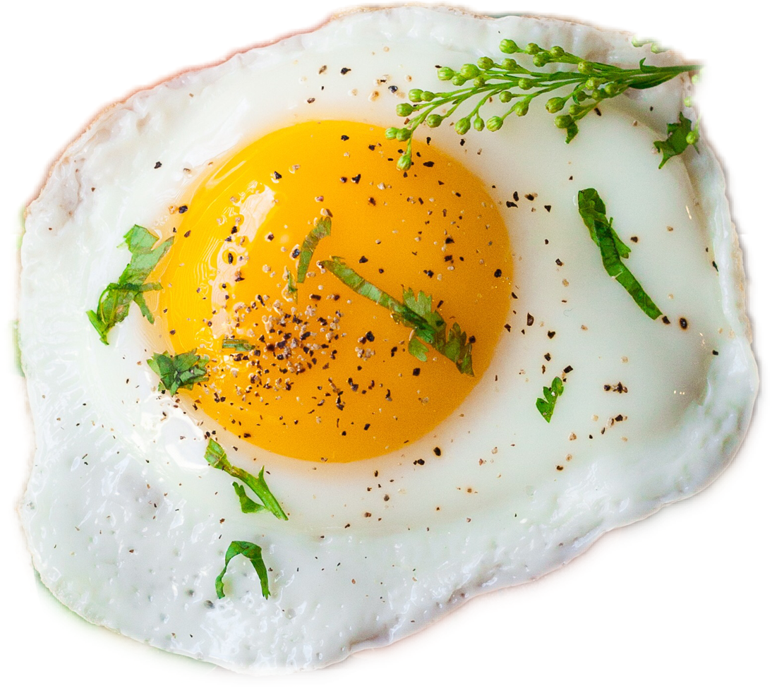 Fried Egg with Fresh Parsley and Pepper on White Background PNG Image