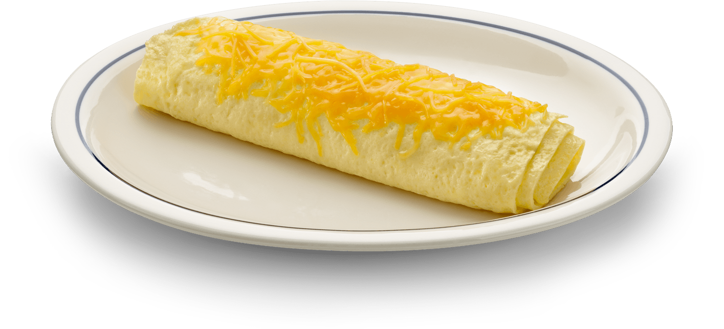 Plain Folded Golden Omelette on White Plate Isolated PNG Image