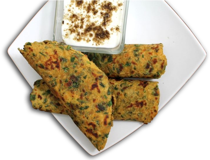 Savory Green Herb and Vegetable Omelette Bites on White Plate PNG Image