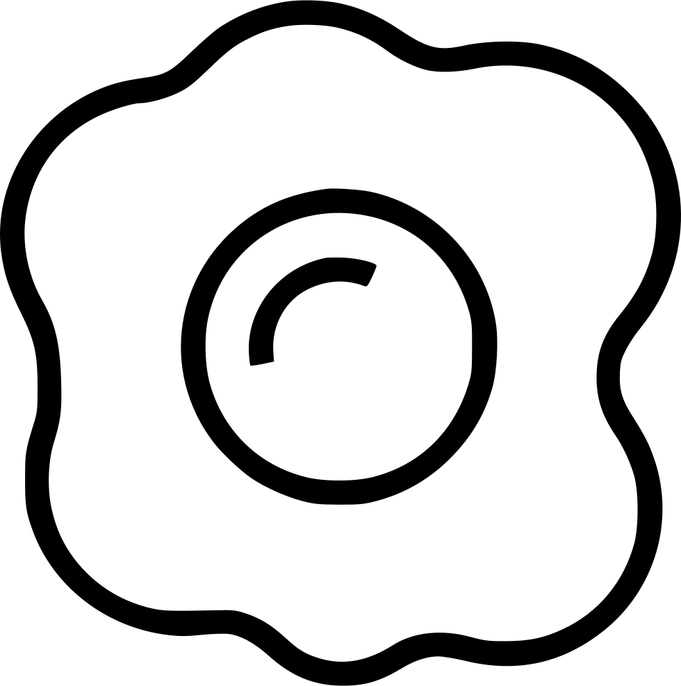 Simple Black Line Egg and Omelette Outline Icon PNG Graphic