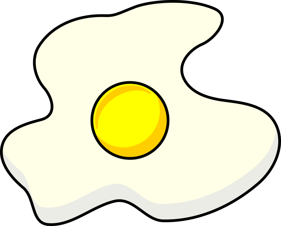 Simple Fried Egg with Yellow Yolk Cartoon Outline Food Icon PNG
