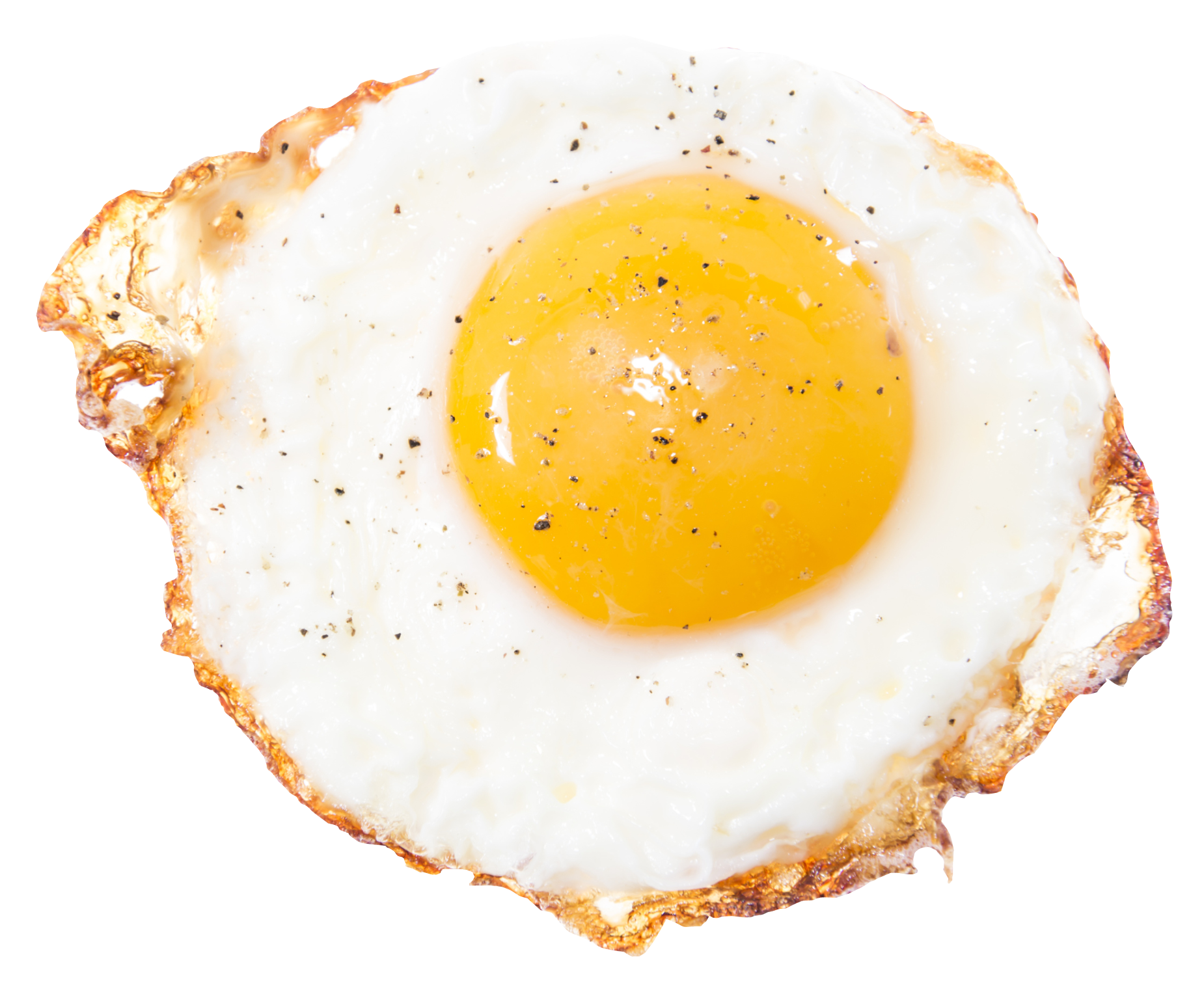 Single Sunny Side Up Fried Egg with Crisp Golden Edges PNG Cutout
