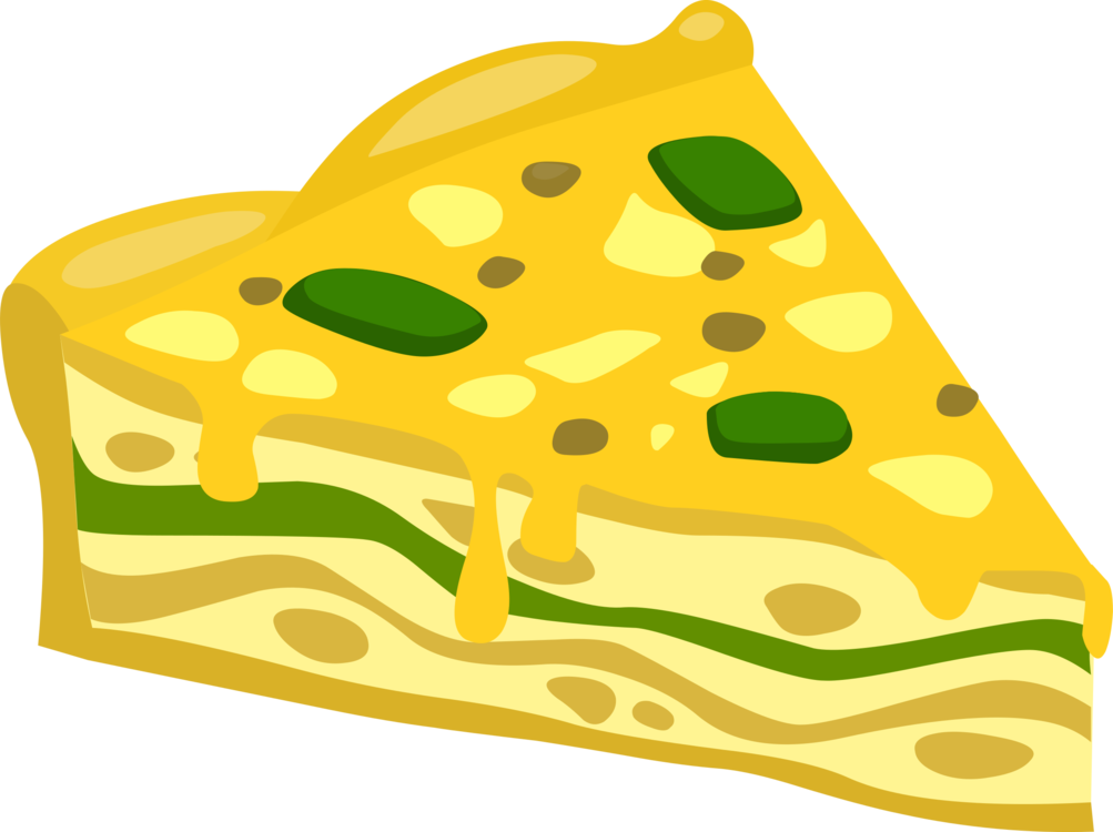 Yellow Cheese Wedge with Green Olive Pieces Cartoon PNG Illustration