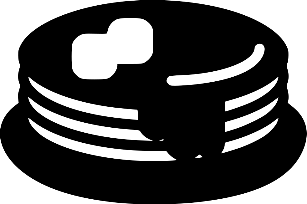 Bold Black Pancake Stack Silhouette with Butter and Syrup PNG Icon