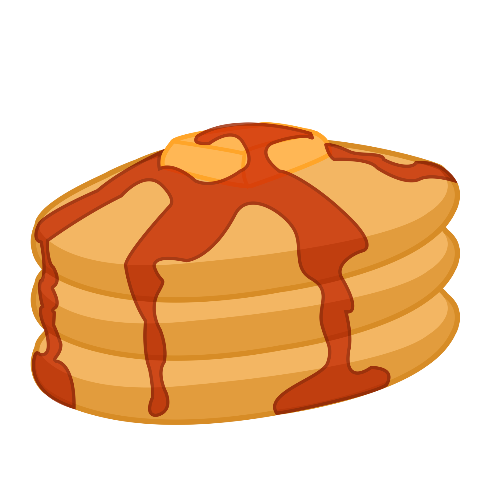 Cartoon Pancake Stack with Maple Syrup Dripping Food Illustration PNG