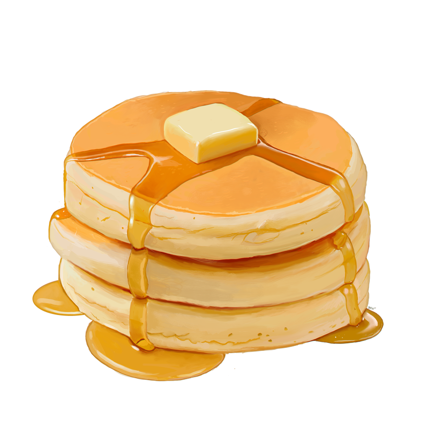 Classic Pancake Stack with Butter and Maple Syrup on White PNG Image