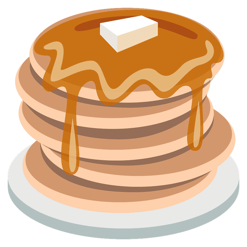 Pastel Pancake Stack Illustration with Butter and Golden Syrup PNG Graphic