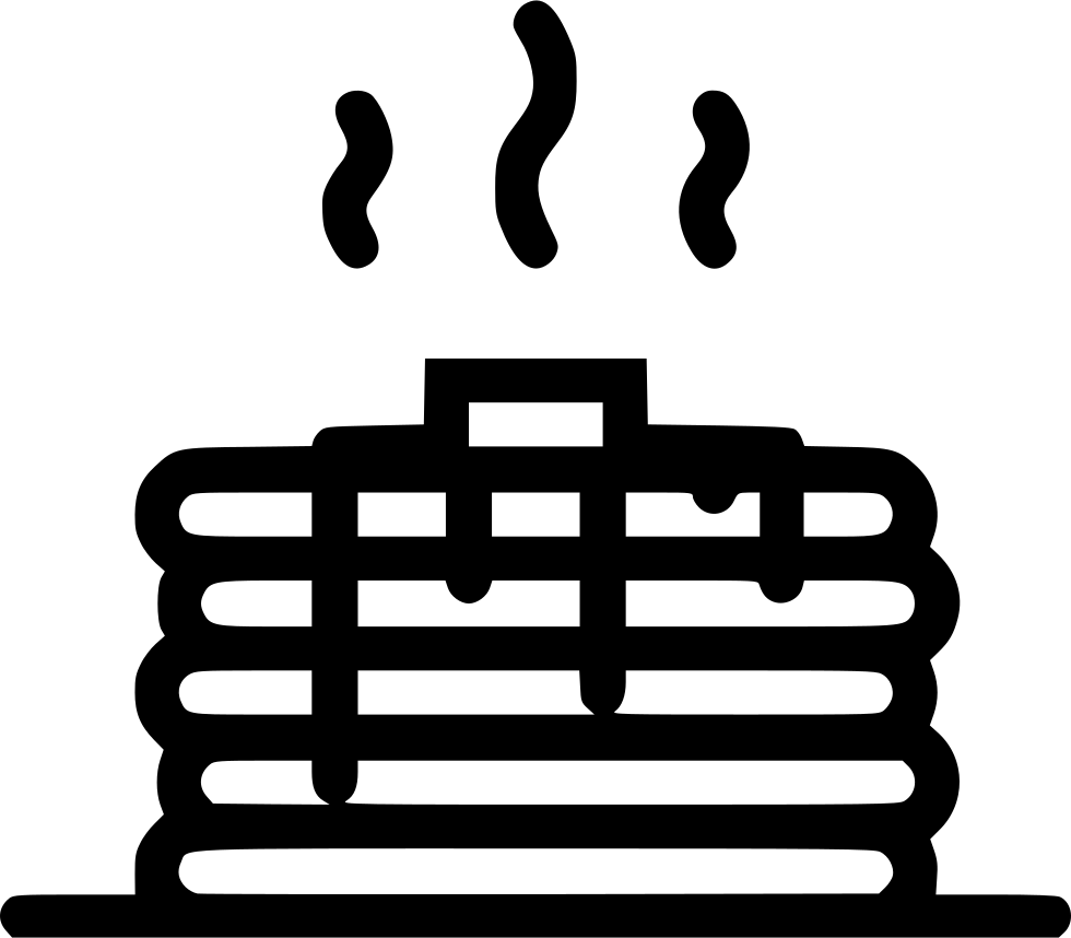Simple Black Line Icon of Steaming Pancake Stack PNG Outline Graphic