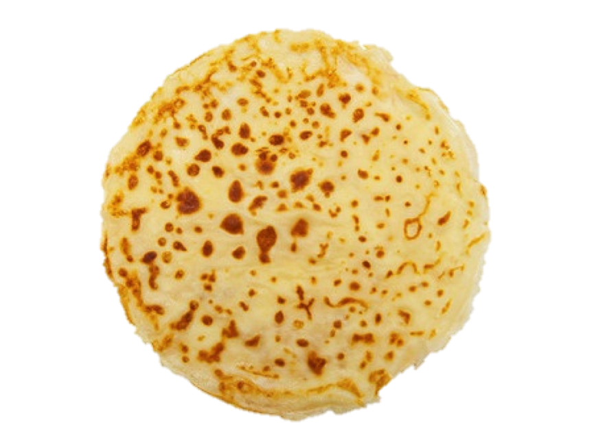 Single Round Golden Pancake with Lightly Toasted Surface PNG Cutout