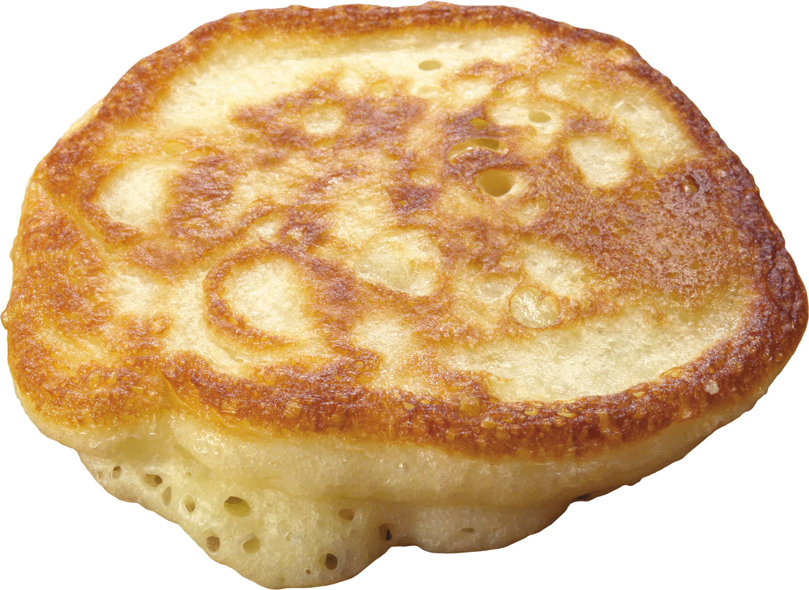 Single Thick Golden Brown Pancake with Toasted Spots PNG Food Cutout