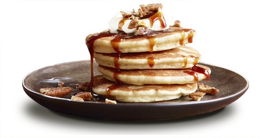 Stack of Fluffy Pancakes with Chocolate Sauce and Whipped Cream PNG Image