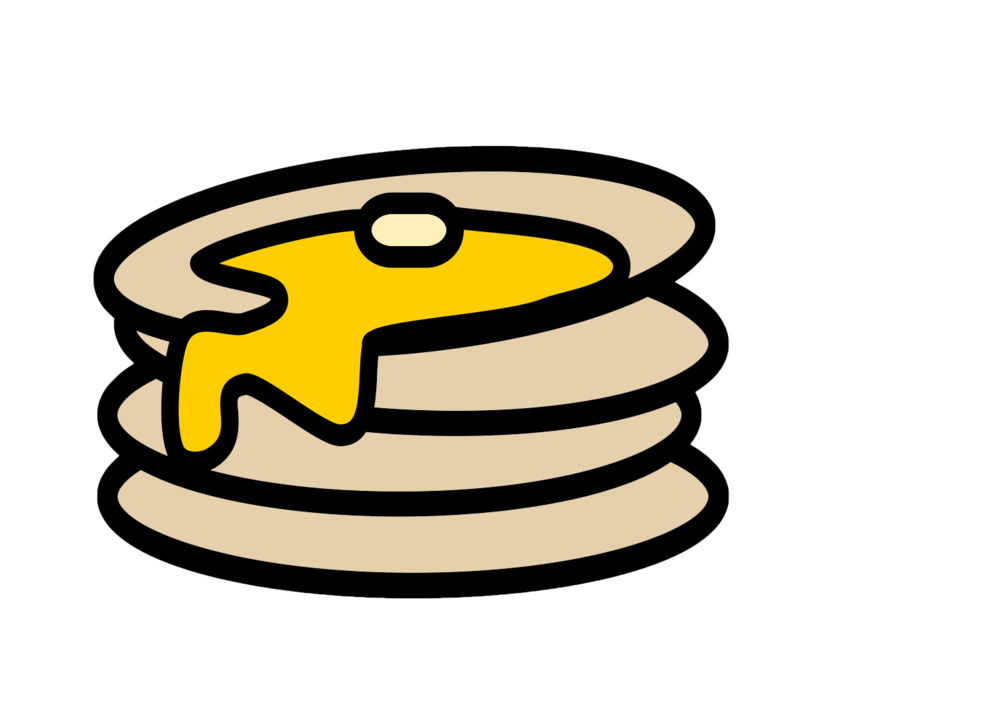 Yellow Pancake Stack Cartoon Icon with Melted Butter PNG Graphic