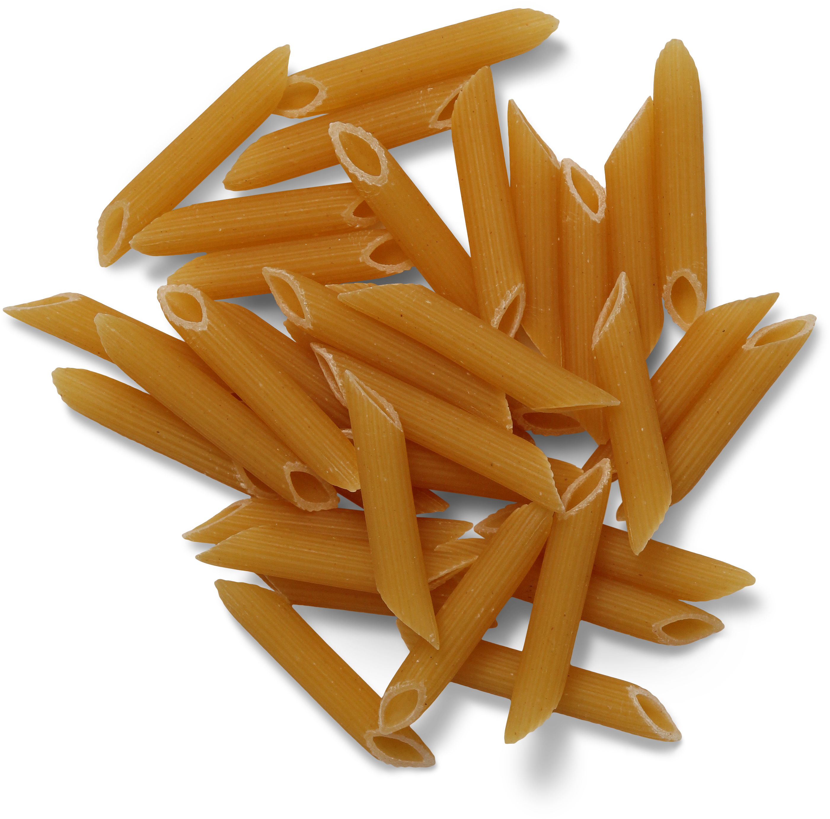 Brown Whole Wheat Penne Pasta Pieces Scattered Isolated PNG Image