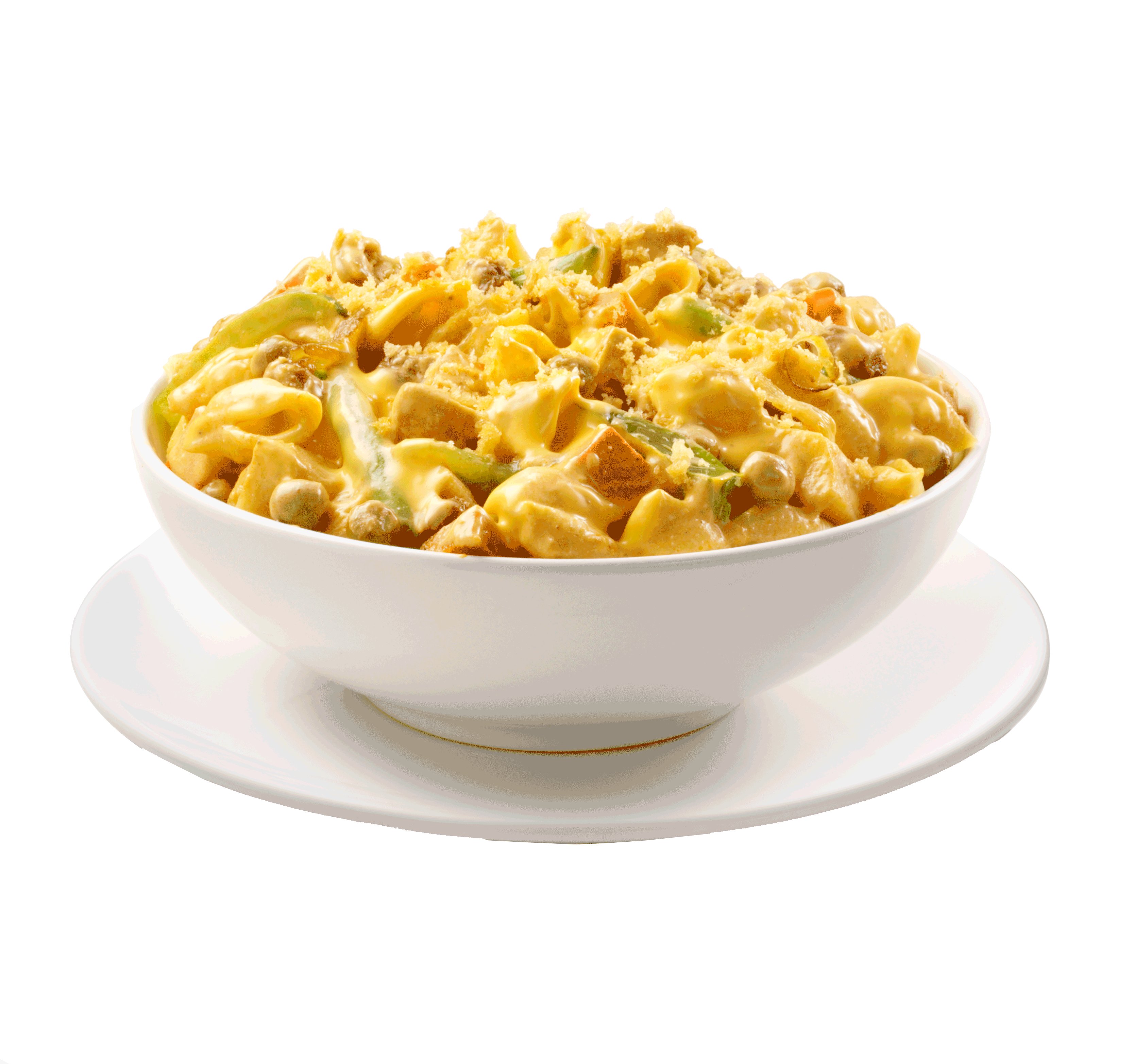 Creamy Pasta Shells with Herbs Served in White Bowl PNG Food Image