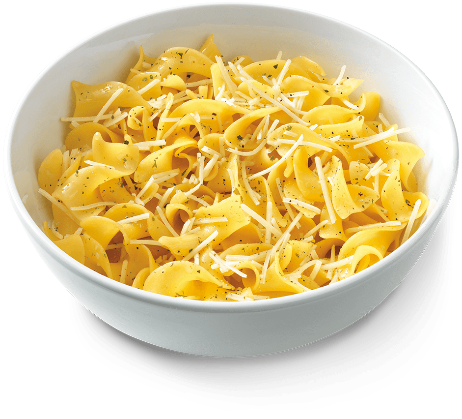 Creamy Tagliatelle Pasta with Shredded Cheese in Ceramic Bowl PNG Image