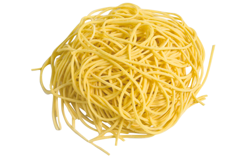 Round Nest of Thin Golden Dry Spaghetti Noodles PNG Cutout