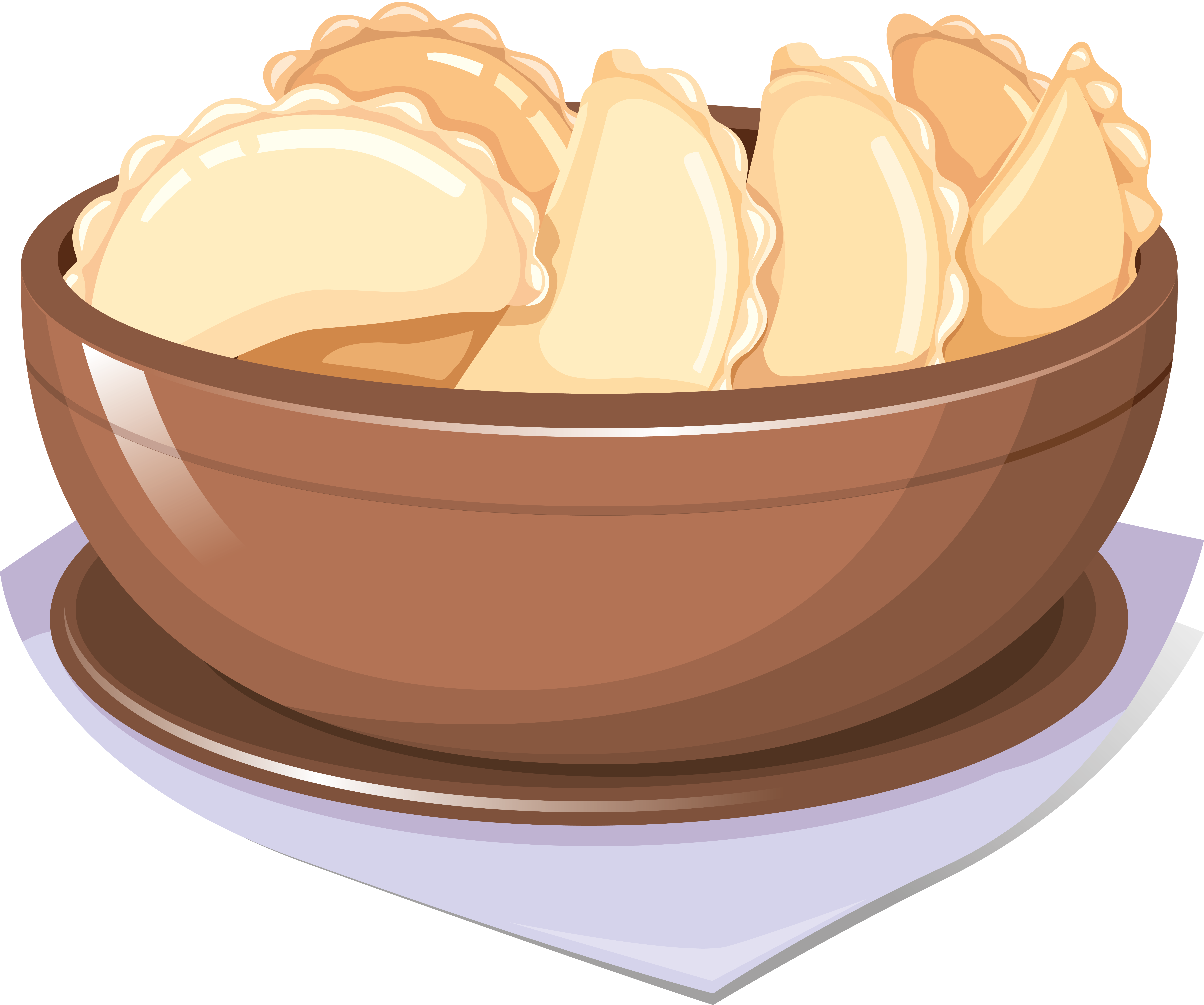Cute Bowl of Pierogi Dumplings Cartoon Food Illustration PNG Graphic