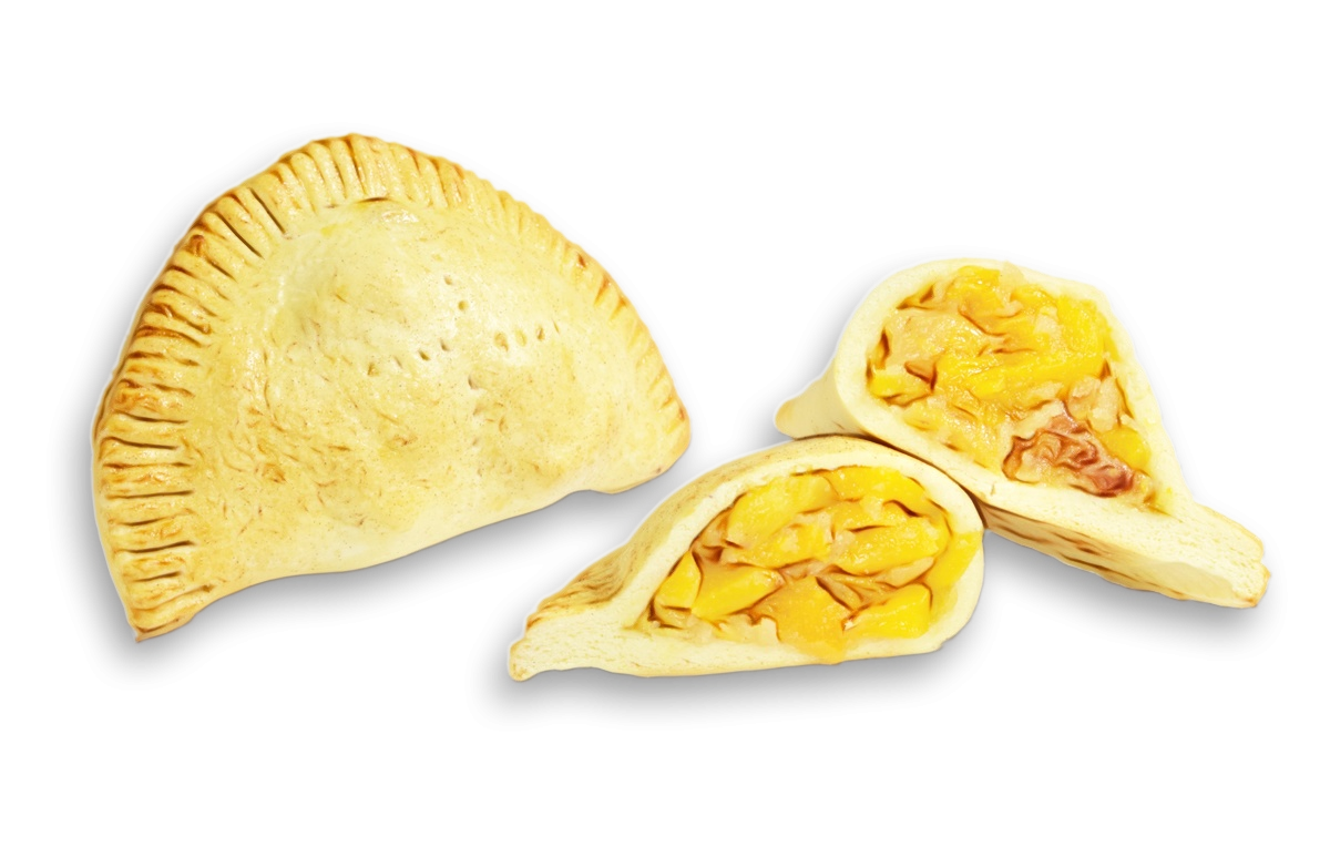 Golden Baked Pierogi Pastries with Savory Filling Cut Open PNG Image