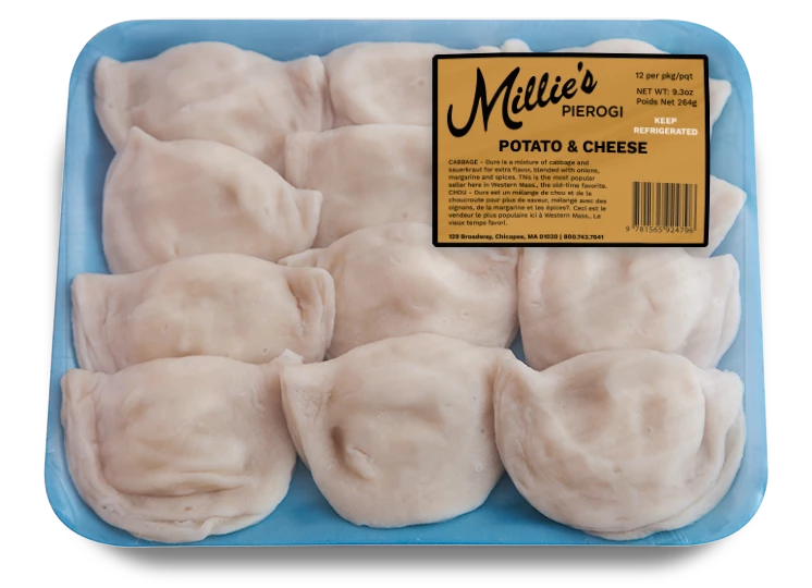 Mullers Potato and Cheese Pierogi Package in Blue Tray PNG Product Image