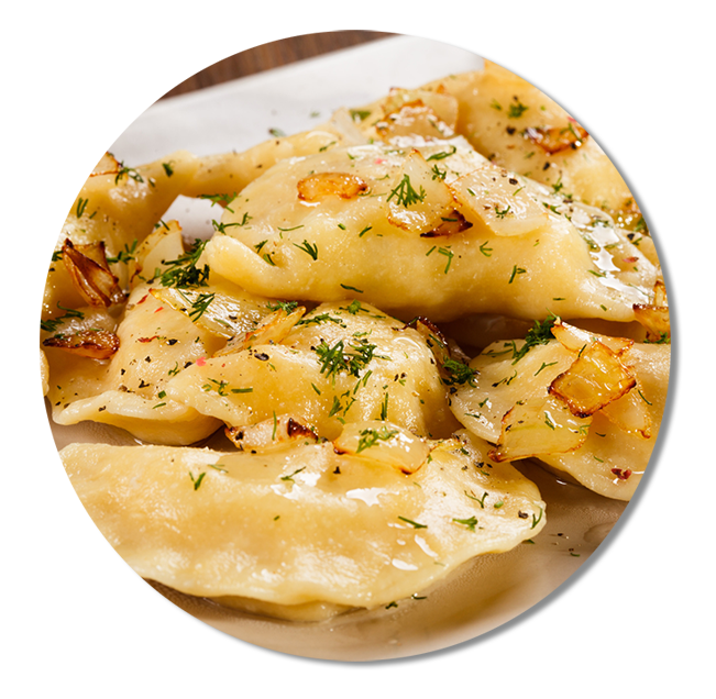 Pierogi in Creamy Herb Sauce with Fresh Parsley Close Up PNG Image