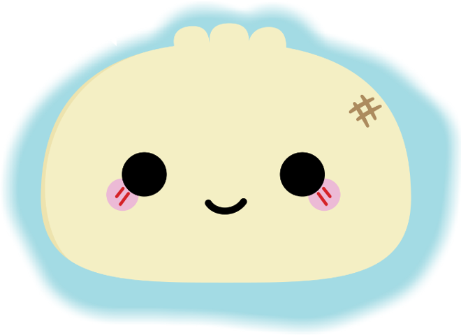 Smiling Kawaii Pierogi Dumpling Character with Blush PNG Graphic