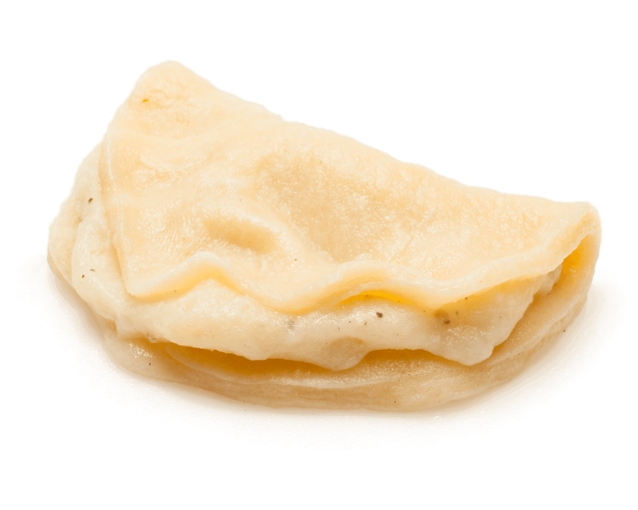 Two Folded Golden Pierogi Dumplings with Crimped Pastry Edges PNG Image
