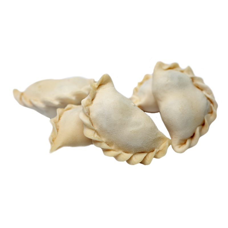 Uncooked Hand Folded Pierogi Dumplings with Crimped Edges PNG Image