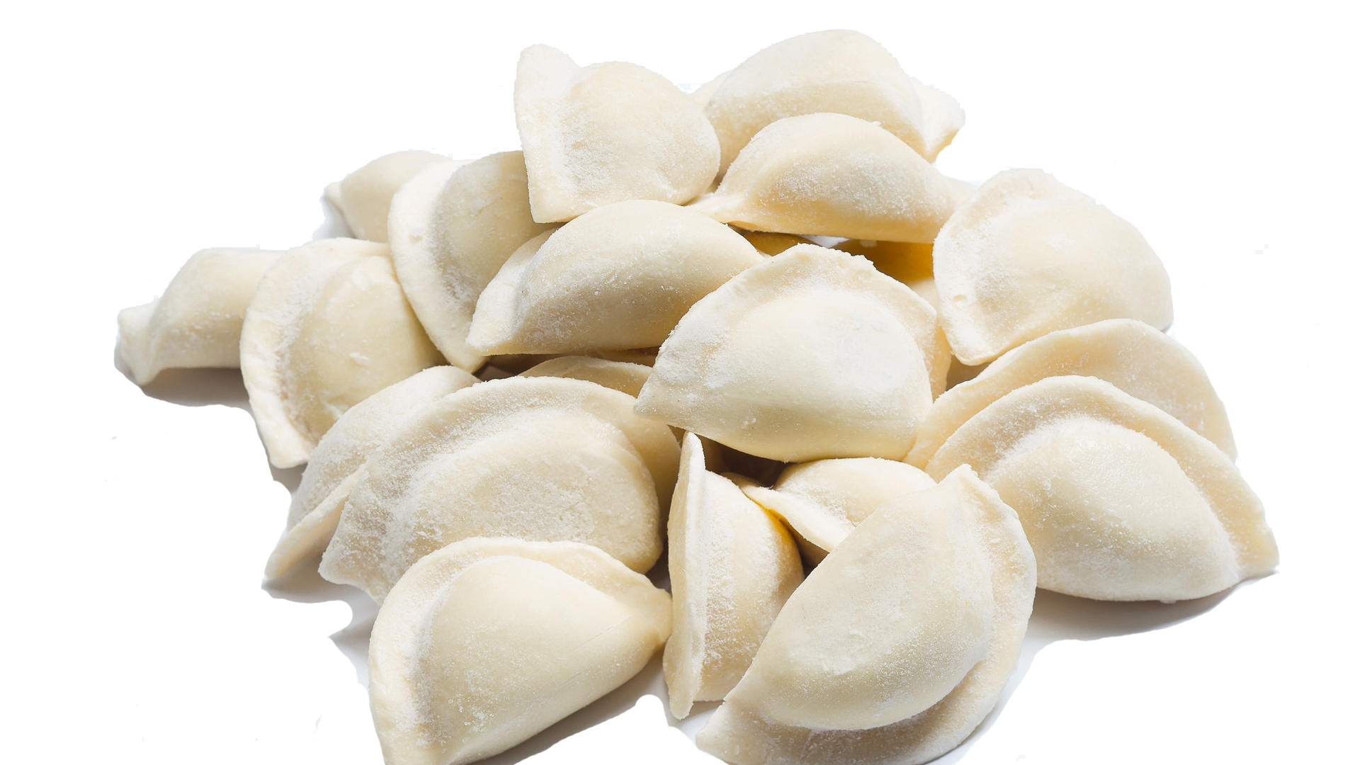 White Uncooked Pierogi Dumplings Arranged in a Neat Pile PNG Image