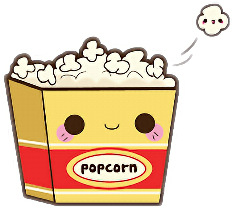Cute Yellow Cartoon Popcorn Bag with Smiling Popped Corn PNG Graphic