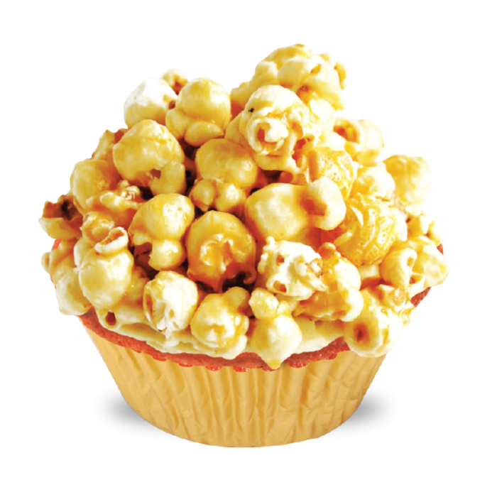 Golden Buttered Popcorn in Small Wooden Bowl Isolated PNG Image