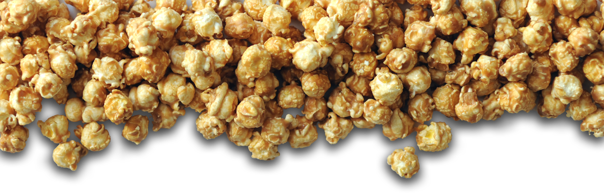 Horizontal Border of Dark Golden Caramel Popcorn Cluster PNG Food Graphic