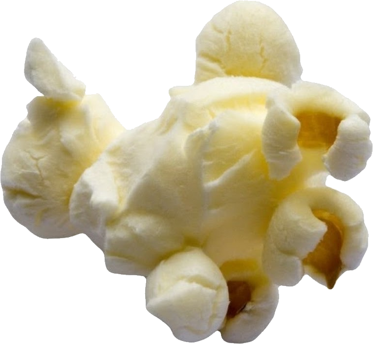Large Fluffy White Buttered Popcorn Pieces Isolated Snack PNG Cutout