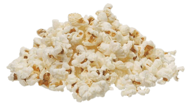 Loose Pile of Fresh White Popped Popcorn Kernels Isolated PNG Image
