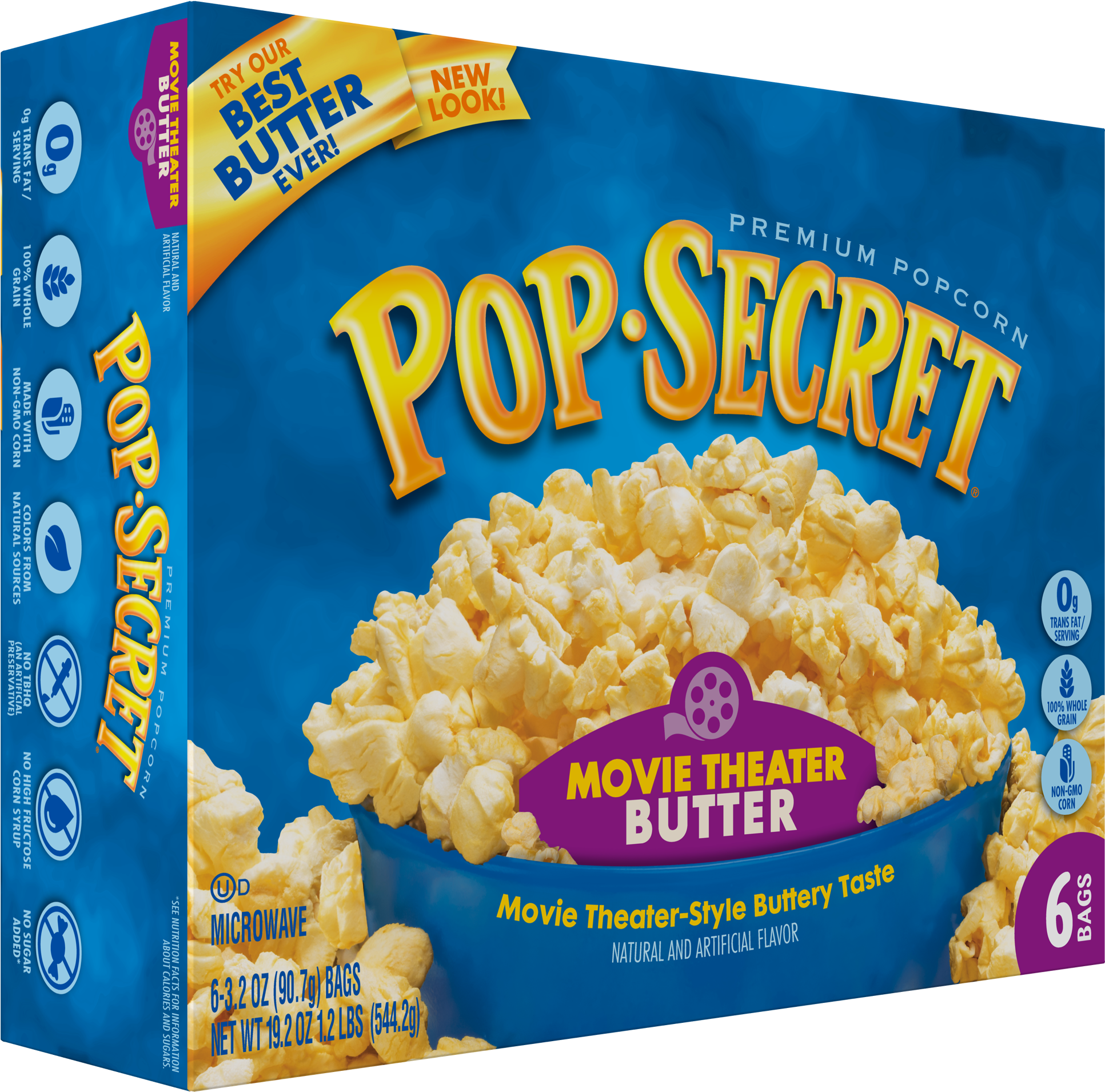 Pop Secret Movie Theater Butter Microwave Popcorn Box Package PNG Image